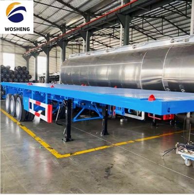 3 Axle Flatbed Semi Trailer for 20ft or 40ft Container Transport Rim 9.0-22.5