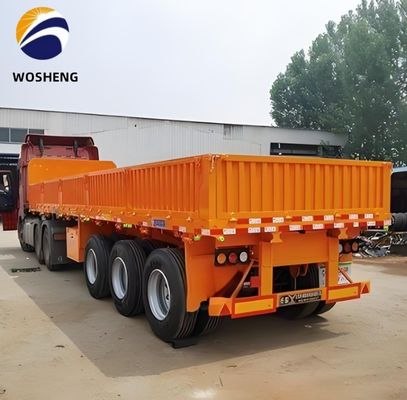 Qingdao Wosheng 3 Axle Truck Trailer with 50ton Payload and Side Wall Made of Steel