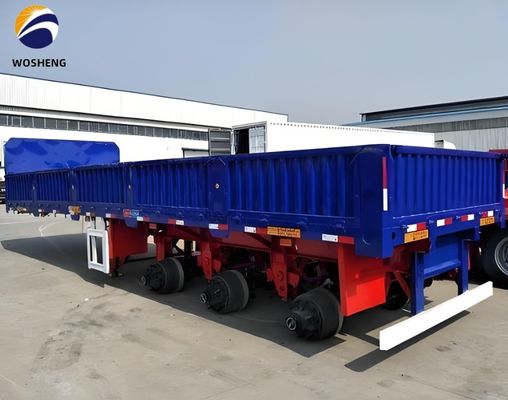 Qingdao Wosheng 3 Axle Truck Trailer with 50ton Payload and Side Wall Made of Steel