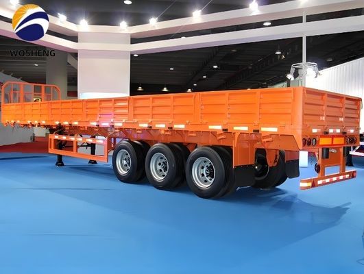 Qingdao Wosheng 3 Axle Truck Trailer with 50ton Payload and Side Wall Made of Steel