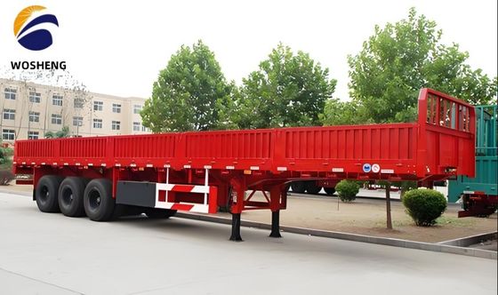 Qingdao Wosheng 3 Axle Truck Trailer with 50ton Payload and Side Wall Made of Steel