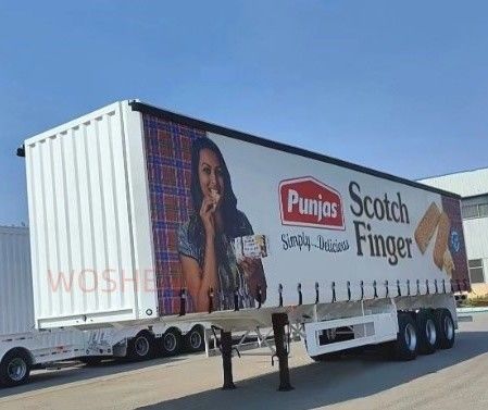 Wosheng 3 Axles 40FT 45FT PVC Tarpaulin Side Curtain Semi Trailer with Suspension System