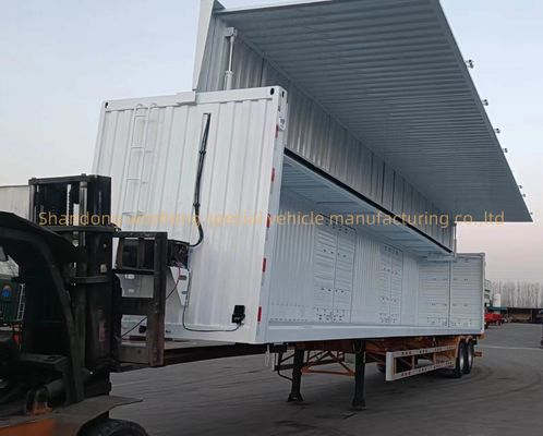 3 Axle 30/40tons Logistics Wingspan Van Semi Trailer with Open Box Steel Suspension System