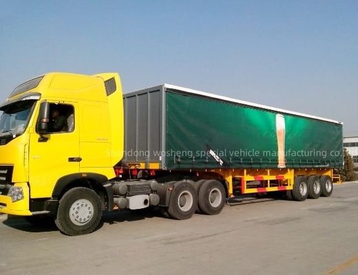 Wosheng 3 Axles 40ft 45ft PVC Tarpaulin Curtain Sider Semi Trailer with Air Suspension