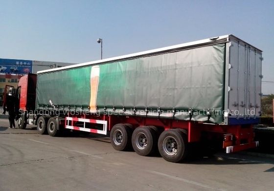 Wosheng 3 Axles 40ft 45ft PVC Tarpaulin Curtain Sider Semi Trailer with Air Suspension