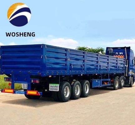 Fence Type Flatbed Semi Trailer with Drop Side Board Side Wall and Air Bag Suspension