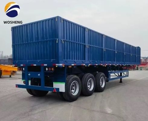 Fence Type Flatbed Semi Trailer with Drop Side Board Side Wall and Air Bag Suspension