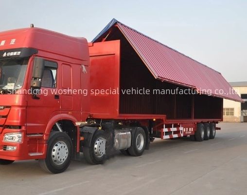 Wosheng 3 Axle 30/40ton Logistics Wingspan Van Semi Trailer with Flying Wingvan Box