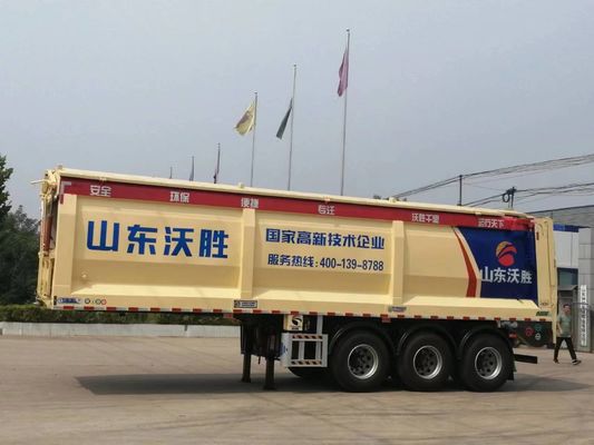 Rear Dump Semi Trailer with Automatic Crawler Belt Discharge and Max Payload 30-60ton