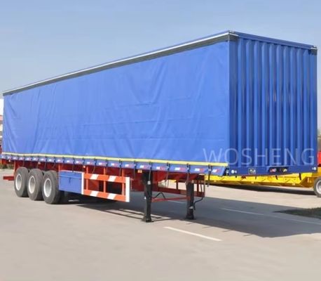 Customized Wosheng 3 Axles 40ft 45ft Side Curtain Semi Trailer with PVC Waterproof Tarpaulin