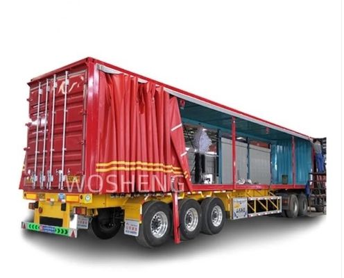 Customized 3 Axles 40ft 45ft Red Curtain Side Semi Trailer with Max Payload of 40tons