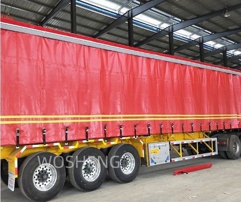 Customized 3 Axles 40ft 45ft Red Curtain Side Semi Trailer with Max Payload of 40tons
