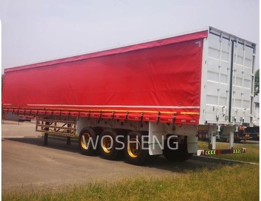 Truck 40-50ton 3 Axles 40ft 45ft Red Curtain Side Sliding Semi-Trailer with PVC Tarpaulin