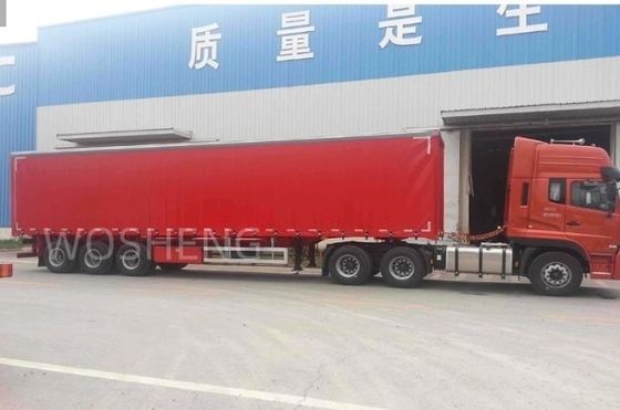 Truck 40-50ton 3 Axles 40ft 45ft Red Curtain Side Sliding Semi-Trailer with PVC Tarpaulin