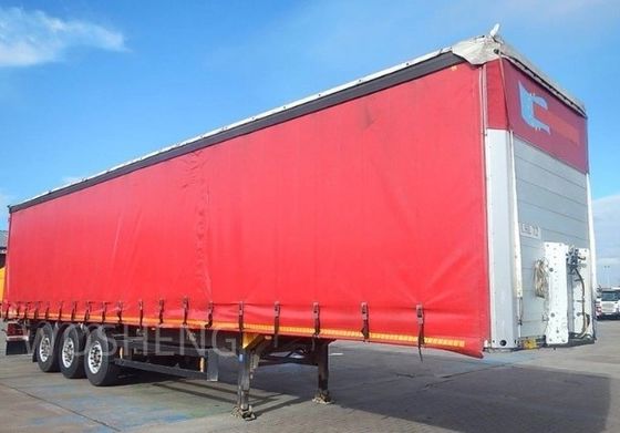 Truck 40-50ton 3 Axles 40ft 45ft Red Curtain Side Sliding Semi-Trailer with PVC Tarpaulin
