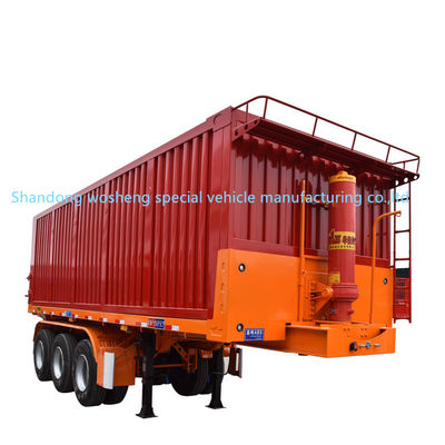 Semi-Trailer Wosheng 3 Axles Hydraulic Rear Dump Tipper Steel Tipping Truck Trailers 9800x2500x3500mm