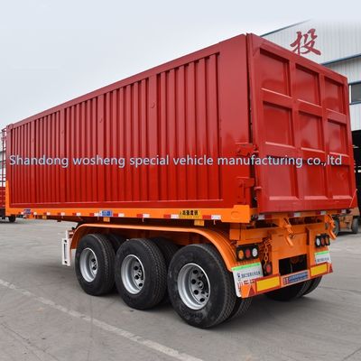 Semi-Trailer Wosheng 3 Axles Hydraulic Rear Dump Tipper Steel Tipping Truck Trailers 9800x2500x3500mm