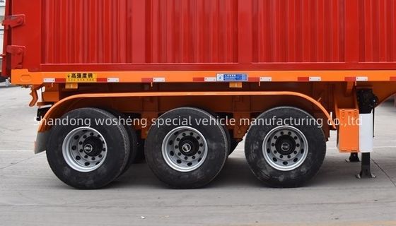 Semi-Trailer Wosheng 3 Axles Hydraulic Rear Dump Tipper Steel Tipping Truck Trailers 9800x2500x3500mm