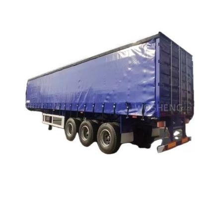 WABCO-ABS Brake Equipped 3 Axles 40ft 45ft Blue Curtain Side Semi Trailer by Wosheng
