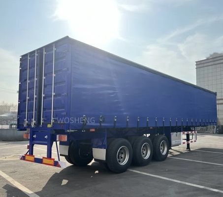 WABCO-ABS Brake Equipped 3 Axles 40ft 45ft Blue Curtain Side Semi Trailer by Wosheng