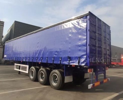WABCO-ABS Brake Equipped 3 Axles 40ft 45ft Blue Curtain Side Semi Trailer by Wosheng