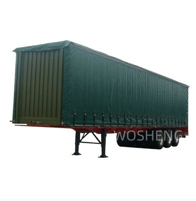 Wosheng 3 Axles Green 40ft 45ft PVC Curtain Side Semi Trailer 13T 16T BPW/FUWA Axle