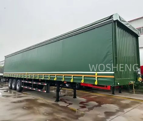 Wosheng 3 Axles Green 40ft 45ft PVC Curtain Side Semi Trailer 13T 16T BPW/FUWA Axle