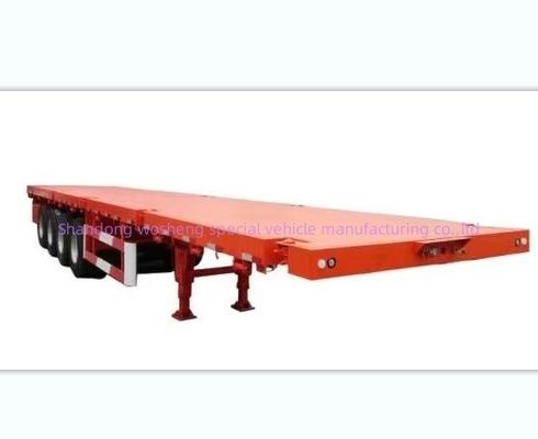 Main Beam Height 0.5m 3 Axle Flatbed Semi Trailer for 20FT 40FT Container Transportation