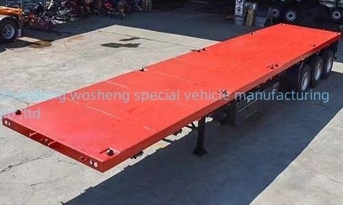 Main Beam Height 0.5m 3 Axle Flatbed Semi Trailer for 20FT 40FT Container Transportation