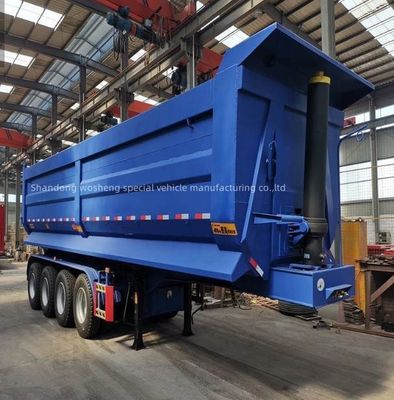 Wosheng 3 Axles 4 Axles Semi-Trailer 60 tons Rear Dump Hydraulic Cylinder Tipper Truck Trailers