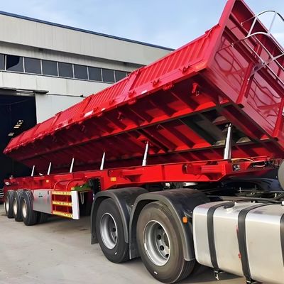 Leaf Spring and Main Beam 13m Side Dump Semi Trailer for Transporting Wheat Gain