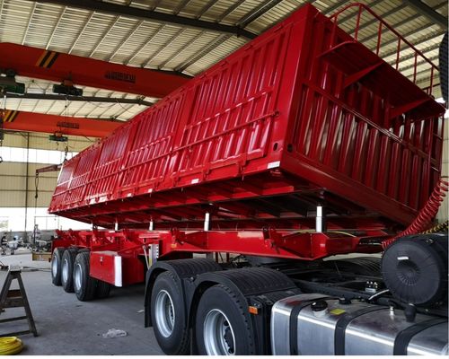 Leaf Spring and Main Beam 13m Side Dump Semi Trailer for Transporting Wheat Gain