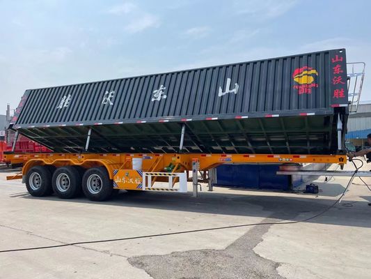 Leaf Spring and Main Beam 13m Side Dump Semi Trailer for Transporting Wheat Gain