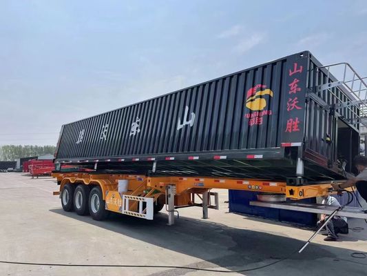 Leaf Spring and Main Beam 13m Side Dump Semi Trailer for Transporting Wheat Gain