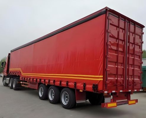 Dual Line Brake System WABCO Tri Axles 60 Tons Side Curtain Trailer for Transport