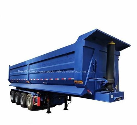 Wosheng 3/4/5 Axles Blue Hydraulic Rear Dump Semi Trailer End Tipper for Transportation