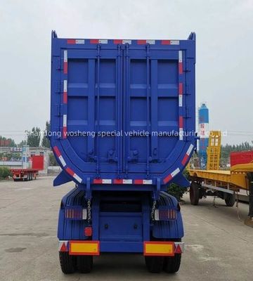 Wosheng 3/4/5 Axles Blue Hydraulic Rear Dump Semi Trailer End Tipper for Transportation