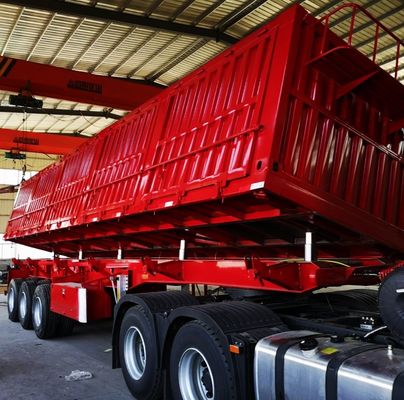 Dual Line Brake System Side Dump Semi Trailer for Stone Coal Mines Transportation