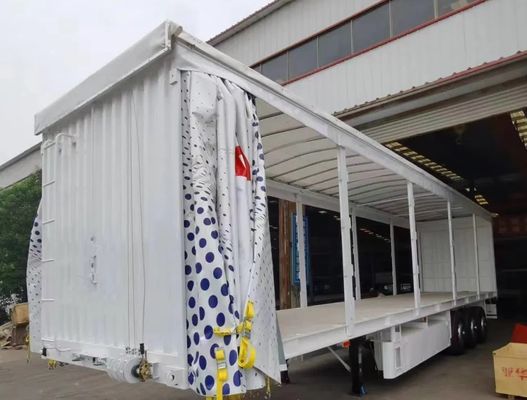 Tri-axle 40ft 45ft Curtain Side Tarpaulin Fabric Semi Trailer for Drinks and Vegetables