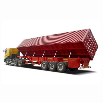 Durable 3 Axles Hydraulic Side Tipper Dump Semi-Trailer with 10 Layer Leaf Spring