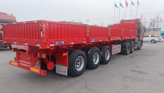 Durable 3 Axles Hydraulic Side Tipper Dump Semi-Trailer with 10 Layer Leaf Spring