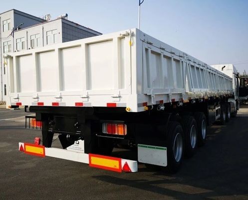 Wosheng Side Dump Semi-Trailer with 90 w mm*13/16 thickness mm Leaf Spring and Tri-Axle