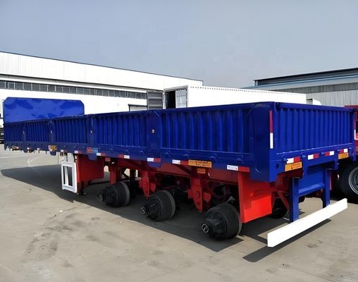 3 Axles Drop Side Wall Semi-Trailer Suitable for Transporting Cargo Fence Design