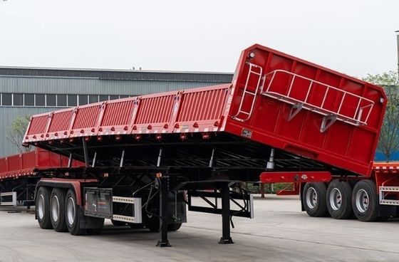 Directly Sell Tri-Axle Hydraulic Lift Side Tipper Side Dump Semi Trailer with Design