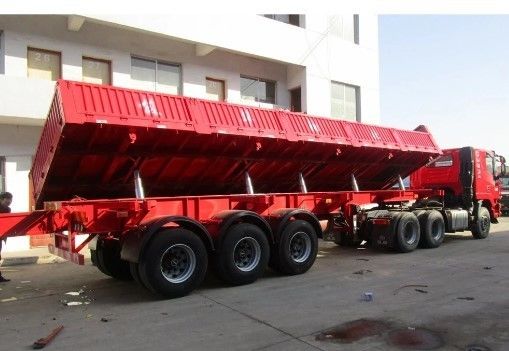Directly Sell Tri-Axle Hydraulic Lift Side Tipper Side Dump Semi Trailer with Design