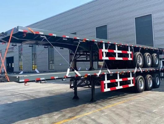 30-80 Tons 2 3 4 Axles 20 40 45 Feet Flat Bed Semi Trailer with and Customizable Size