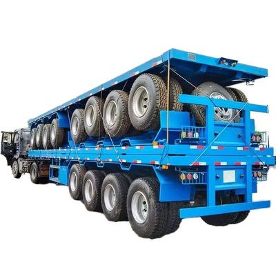 Customizable 3 Axle 40-60 Tons Platform Flat Bed Semi Trailer for Container Transport