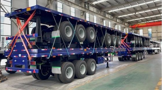 Customizable 3 Axle 40-60 Tons Platform Flat Bed Semi Trailer for Container Transport