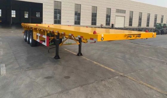 3 Axle Flatbed Container Truck Trailer Semi Flat Bed Cargo Semi Trailer with Rim 9.0-22.5