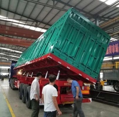 3 Axles Side Drop Tipper Dump Semi Trailer with 28 Ton Landing Gear and Customization